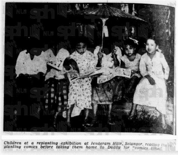 Children at a replanting exhibition at Jenderam Hilir